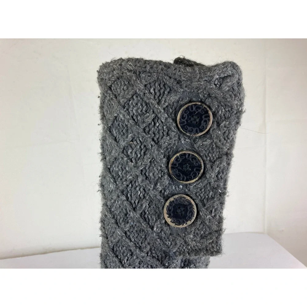 UGG Lattice Cardy Tall Knit Boots Womens 9 Grey Cable Knit Button